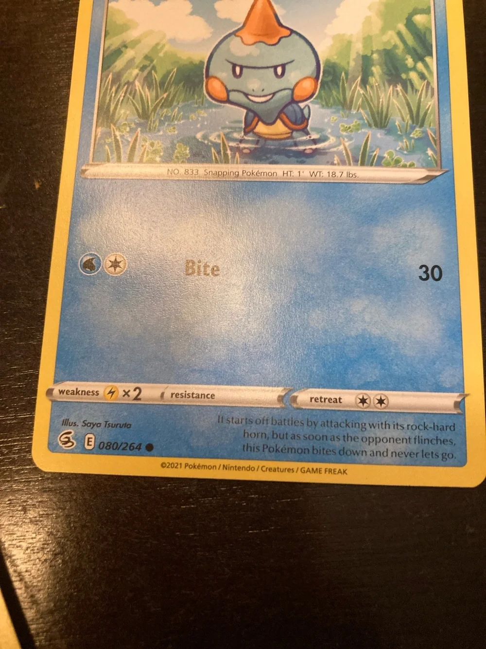 Pokemon Chewtle Trading Card - Blue, Yellow, Orange